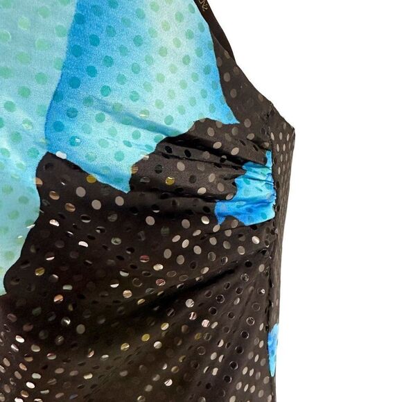 Vintage Cache Y2k 90s One Shoulder Rose Sequin Dress Asymmetric Hem Floral - Picture 3 of 9